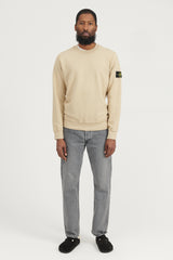 63020 Brushed Cotton Fleece Crewneck Sweatshirt - Beige