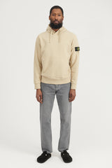 64120 Brushed Cotton Fleece Hooded Sweatshirt - Beige