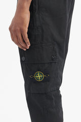 303WA Brushed Cotton Canvas Slim Cargo Pants - Black