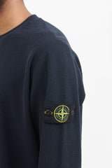 65656 Cotton Nylon Ribbed Fleece Crewneck Sweatshirt - Navy Blue