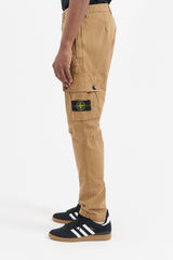 303WA Brushed Cotton Canvas Slim Cargo Pants - Dark Beige