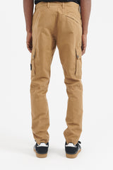303WA Brushed Cotton Canvas Slim Cargo Pants - Dark Beige