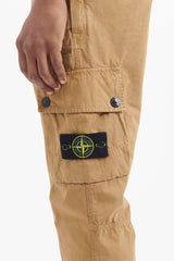 303WA Brushed Cotton Canvas Slim Cargo Pants - Dark Beige