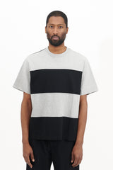 Short Sleeve Crew Neck Stripe Pullover Derabe Jersey - Medium Grey/Black