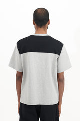 Short Sleeve Crew Neck Stripe Pullover Derabe Jersey - Medium Grey/Black