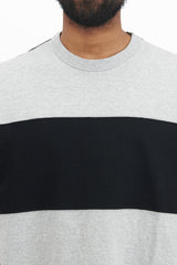 Short Sleeve Crew Neck Stripe Pullover Derabe Jersey - Medium Grey/Black