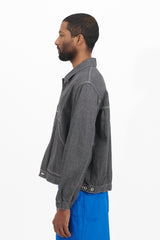 Short Jacket 8oz. Cotton Linen Denim - Charcoal