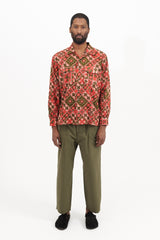 Classic Shirt - Pink/Olive Cotton Ethno Print