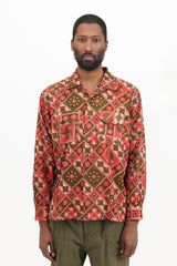 Classic Shirt - Pink/Olive Cotton Ethno Print