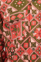 Classic Shirt - Pink/Olive Cotton Ethno Print