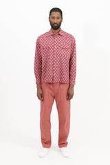 Ethnic Print Round Flap Pocket Shirt - Pink