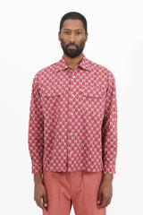 Ethnic Print Round Flap Pocket Shirt - Pink