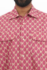 Ethnic Print Round Flap Pocket Shirt - Pink
