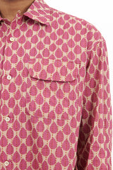 Ethnic Print Round Flap Pocket Shirt - Pink
