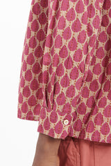 Ethnic Print Round Flap Pocket Shirt - Pink