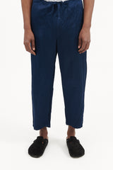 Garment Dyed Satin Drawstring Pants - Navy