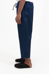 Garment Dyed Satin Drawstring Pants - Navy