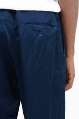 Garment Dyed Satin Drawstring Pants - Navy