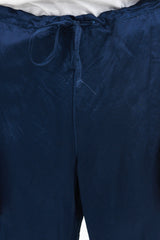 Garment Dyed Satin Drawstring Pants - Navy