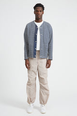 Knit Cardigan PC Stripe Jersey - Navy/White
