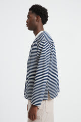 Knit Cardigan PC Stripe Jersey - Navy/White