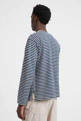 Knit Cardigan PC Stripe Jersey - Navy/White