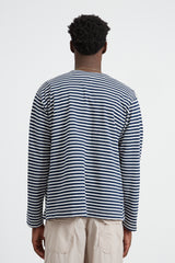 Knit Cardigan PC Stripe Jersey - Navy/White