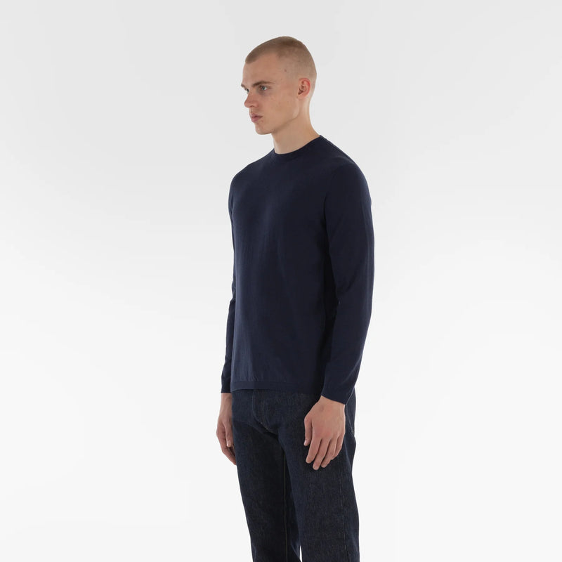 COTTON CASHMERE WHOLEGARMENT 18G  NAVY MELANGE