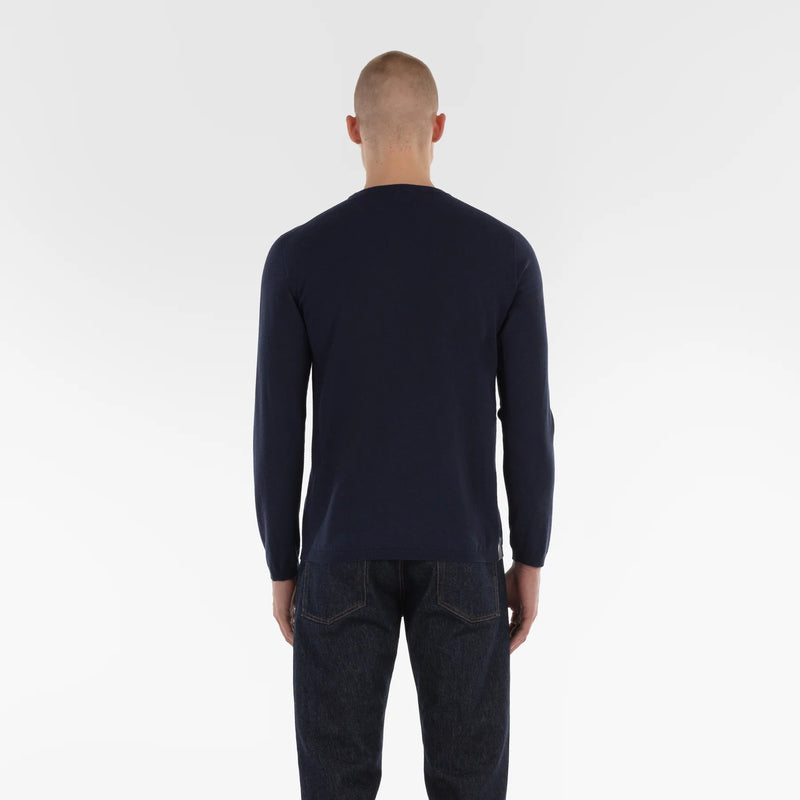 COTTON CASHMERE WHOLEGARMENT 18G  NAVY MELANGE