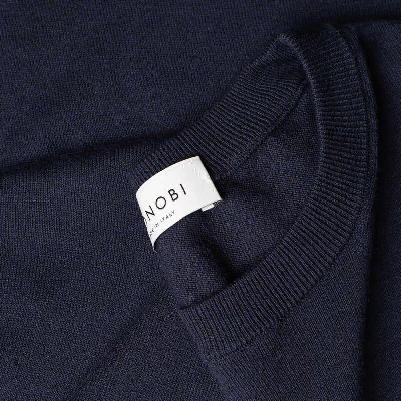 COTTON CASHMERE WHOLEGARMENT 18G  NAVY MELANGE