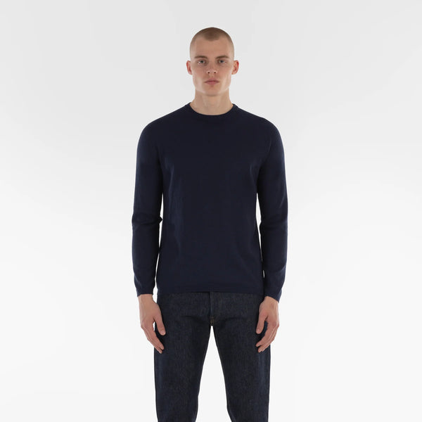 COTTON CASHMERE WHOLEGARMENT 18G  NAVY MELANGE