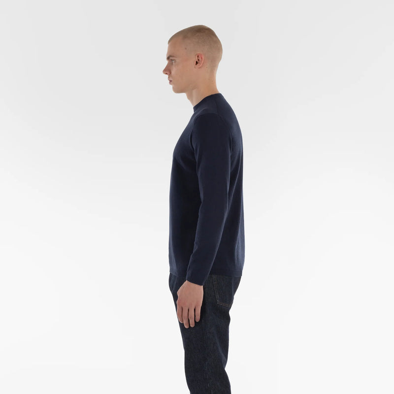 COTTON CASHMERE WHOLEGARMENT 18G  NAVY MELANGE