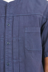 Trucker S/S Shirt Cotton Weather Cloth Overdyed - Navy