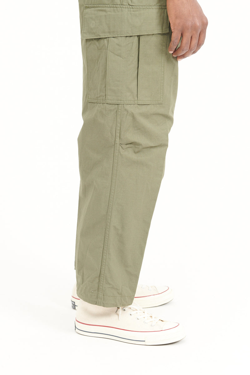 Vintage Fit 6 Pocket Ripstop Cargo Pants - Army Green