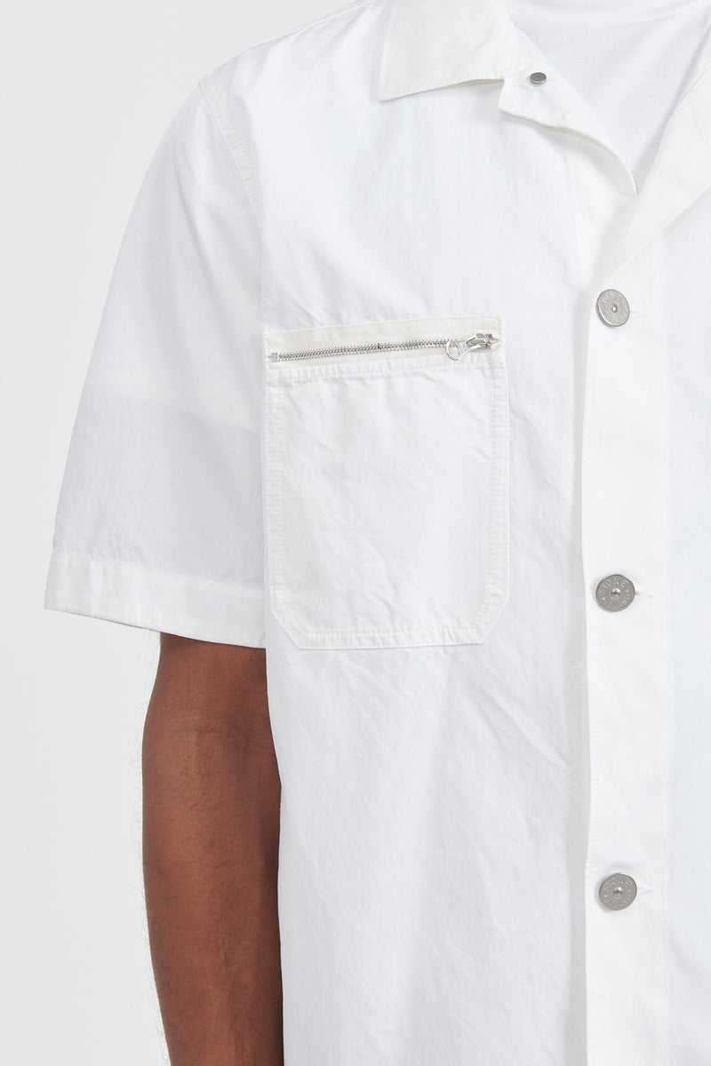 11429 Cupro Cotton Twill Overshirt M/Corta - White