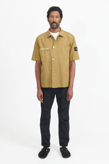 11429 Cupro Cotton Twill Overshirt M/Corta - Dark Beige