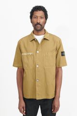 11429 Cupro Cotton Twill Overshirt M/Corta - Dark Beige