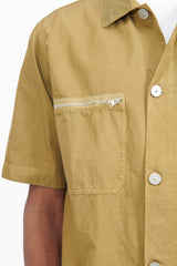 11429 Cupro Cotton Twill Overshirt M/Corta - Dark Beige