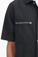11429 Cupro Cotton Twill Overshirt M/Corta - Black