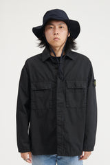 115WN Brushed Cotton Canvas Overshirt - Black