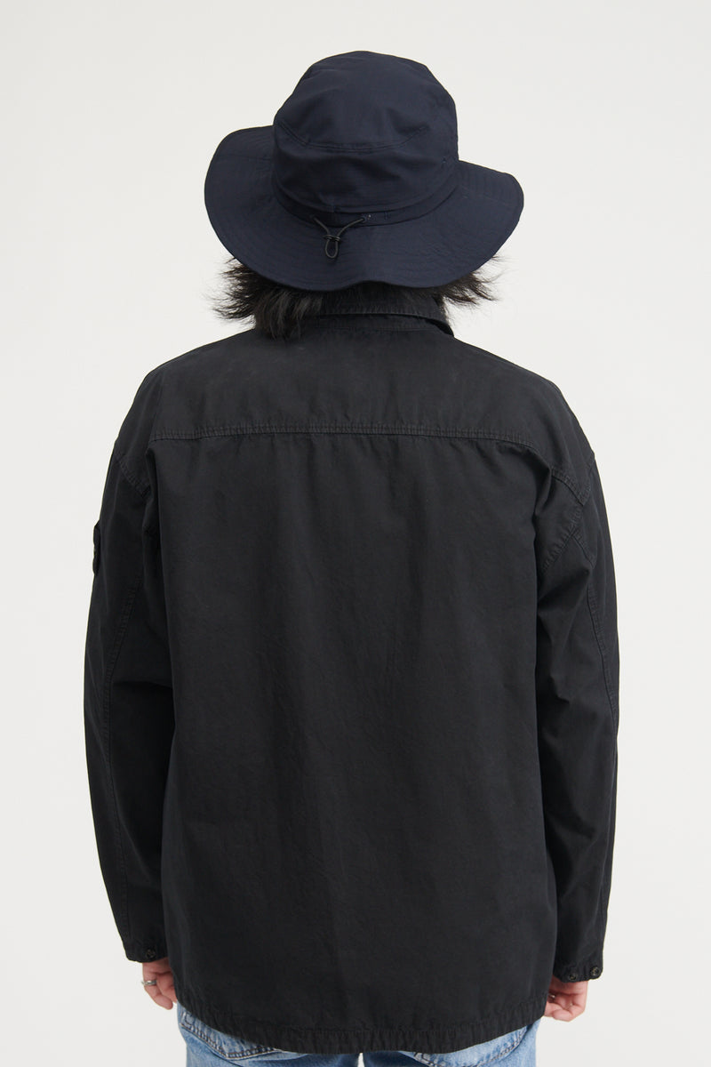 115WN Brushed Cotton Canvas Overshirt - Black