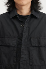 115WN Brushed Cotton Canvas Overshirt - Black