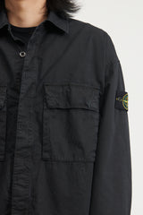 115WN Brushed Cotton Canvas Overshirt - Black