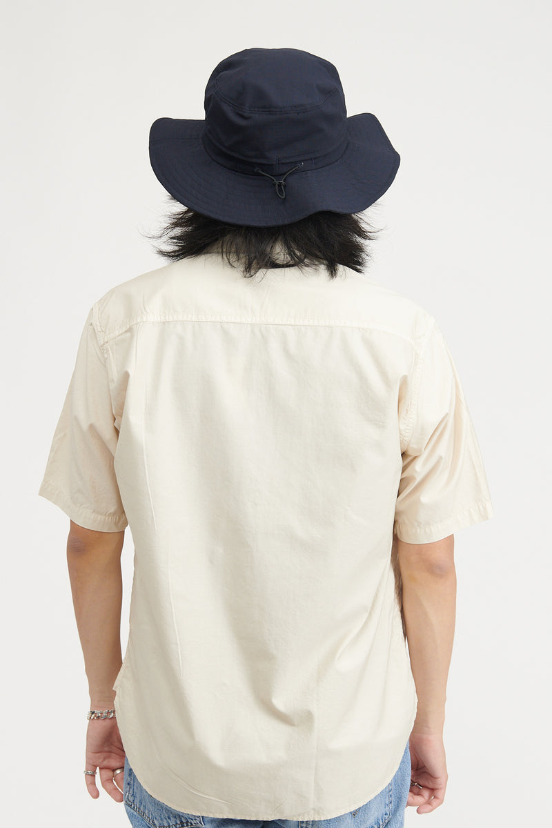 Trucker S/S Shirt Cotton Back Satin Overdyed - Off White