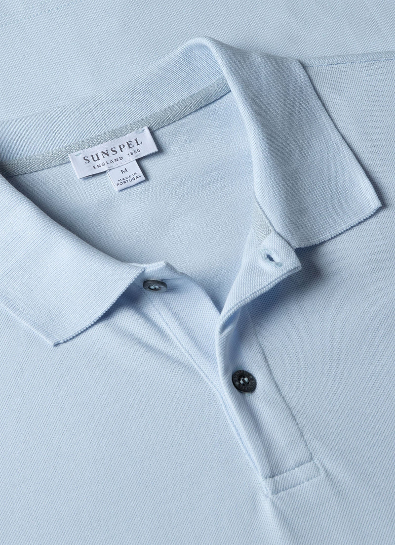 Sunspel Piqué Polo Shirt - Light blue