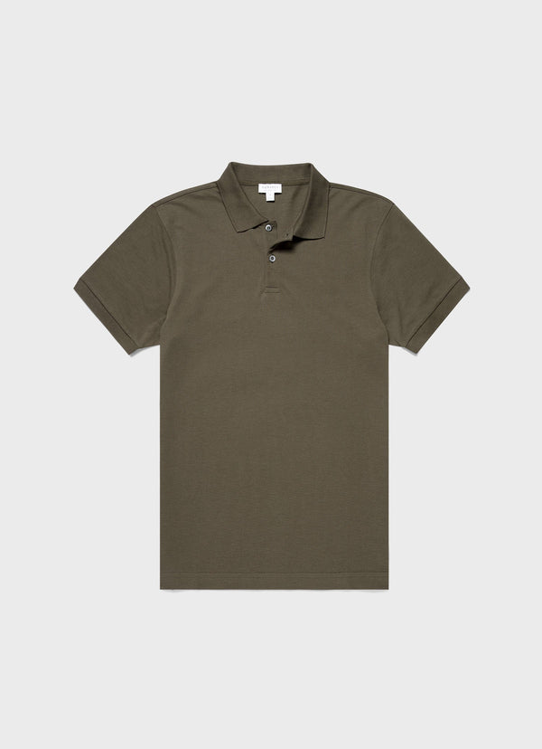 Sunspel Piqué Polo Shirt - Khaki