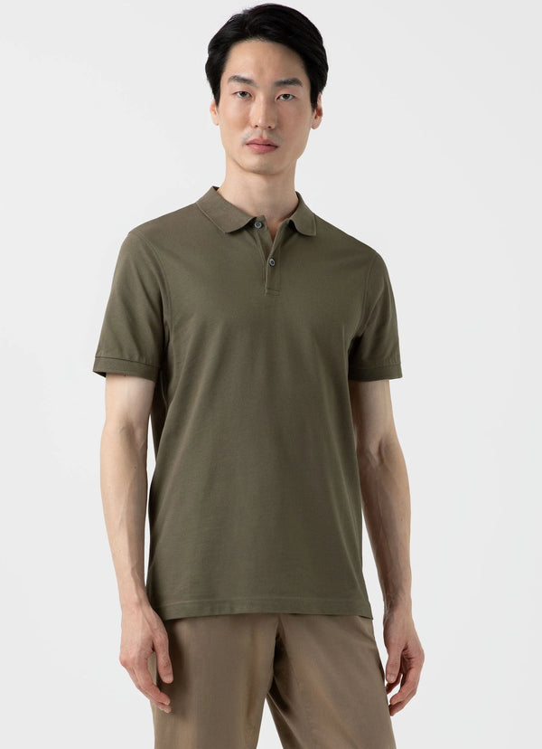 Sunspel Piqué Polo Shirt - Khaki