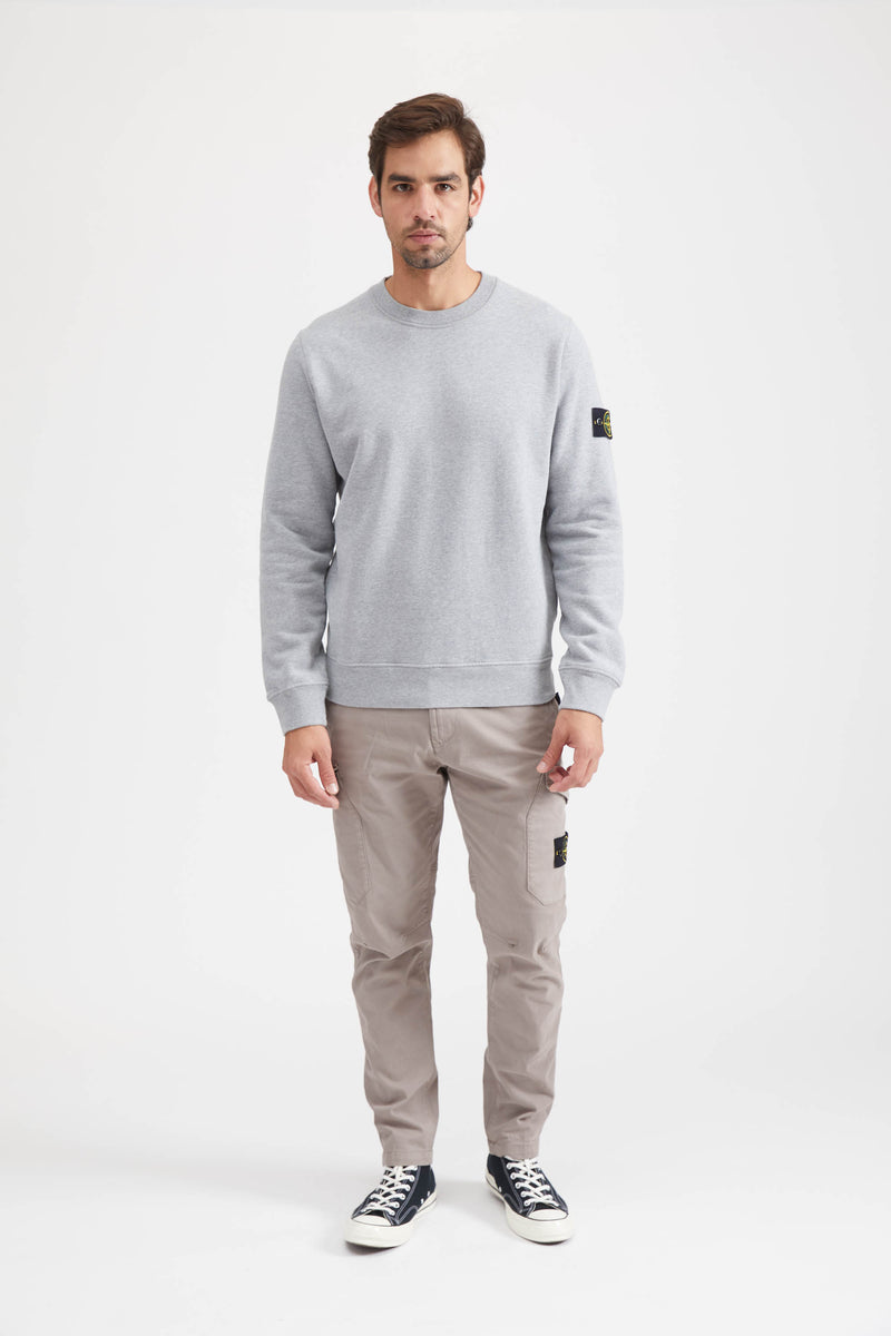 63020 Felpa Cotone Smerigliata Fleece Crew Sweatshirt - Melange Grey