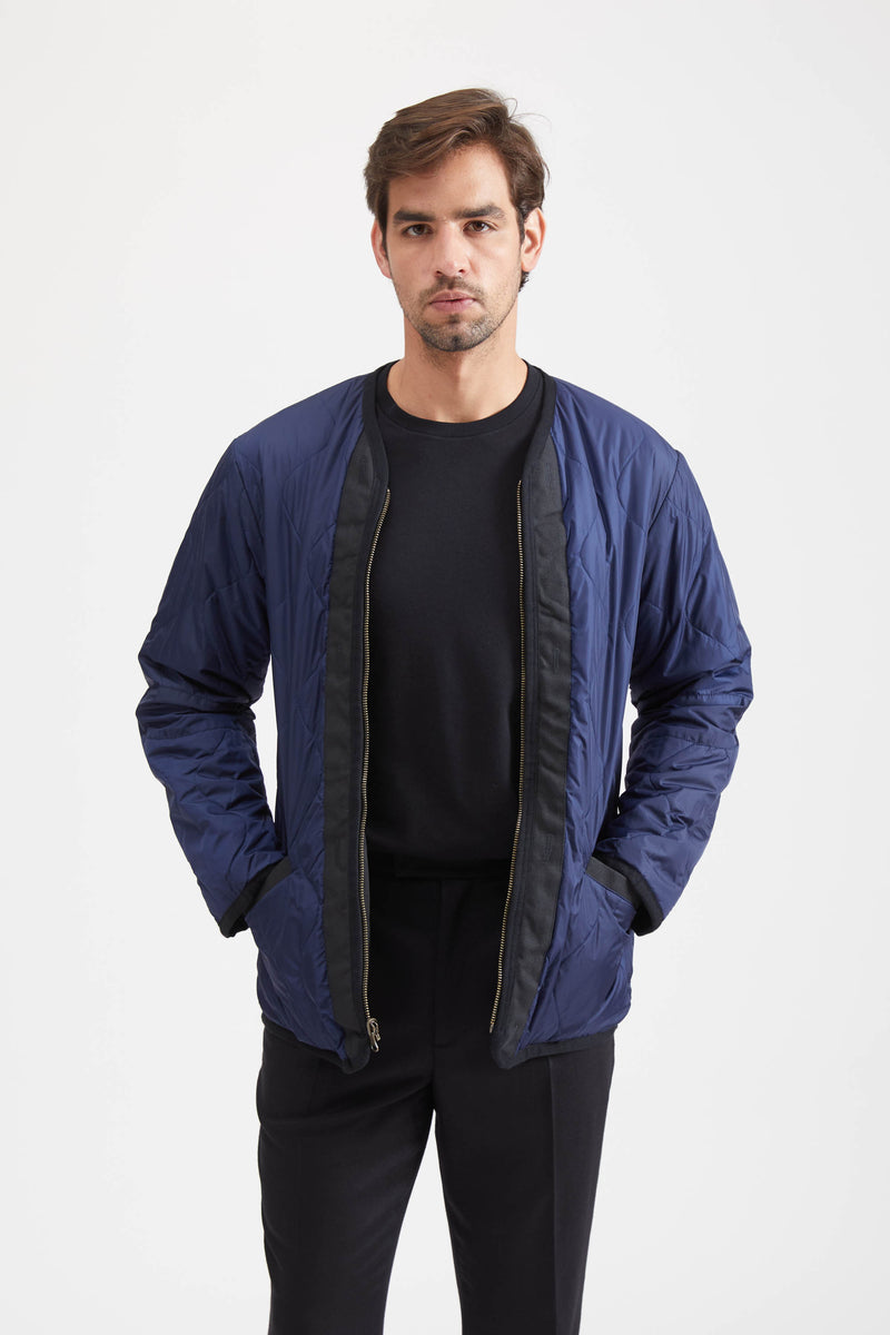 Reversible Jacket Cotton Wool - Navy
