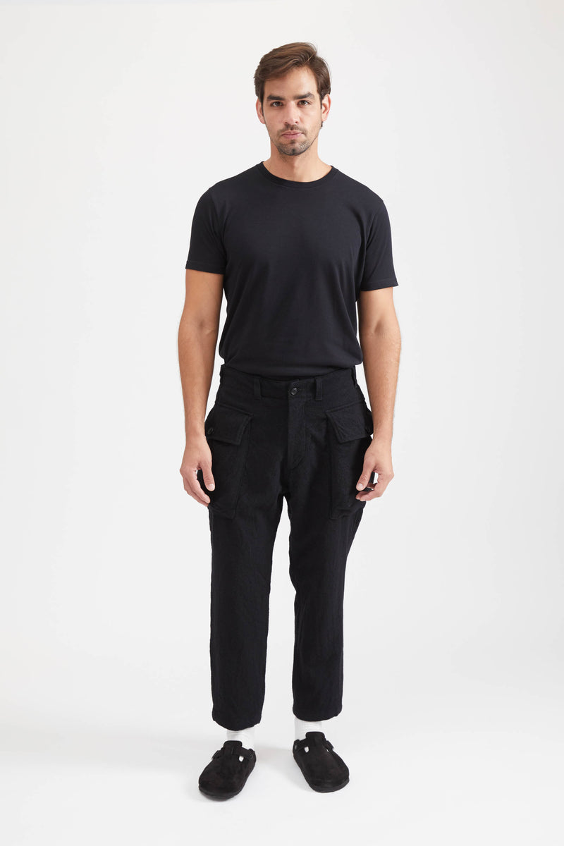 9/10 Length Military Trousers Wool - Black
